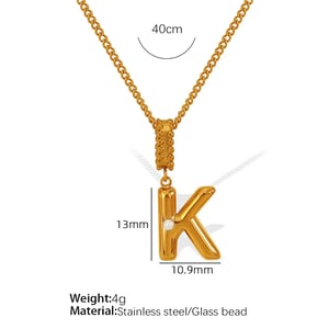 1 Piece Simple Series Casual Letter K Stainless Steel  Gold Color Glass Women's Pendant Necklaces h5 