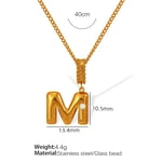 Gold color / 1 Piece Simple Series Casual Letter M Stainless Steel  Gold Color Glass Women's Pendant Necklaces Picture13