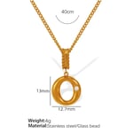 Gold color / 1 Piece Simple Series Casual Letter O Stainless Steel  Gold Color Glass Women's Pendant Necklaces Picture15