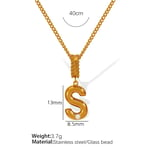 Gold color / 1 Piece Simple Series Casual Letter S Stainless Steel  Gold Color Glass Women's Pendant Necklaces Picture19