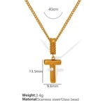 Gold color / 1 Piece Simple Series Casual Letter T Stainless Steel  Gold Color Glass Women's Pendant Necklaces Picture20