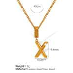 Gold color / 1 Piece Simple Series Casual Letter X Stainless Steel  Gold Color Glass Women's Pendant Necklaces Picture24