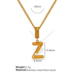 Gold color / 1 Piece Simple Series Casual Letter Z Stainless Steel  Gold Color Glass Women's Pendant Necklaces Picture26