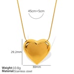 Gold color / 1 Piece Simple Series Simple Heart Stainless Steel  Gold Color Women's Pendant Necklaces 