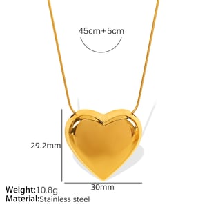 1 Piece Simple Series Simple Heart Stainless Steel  Gold Color Women's Pendant Necklaces h5 