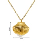 Gold color / 1 Piece Vacation Series Seashell Stainless Steel Gold Color Women's Pendant Necklace Picture2