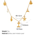 Gold color / 1 Piece Chic Series Vacation Letter I Stainless Steel  Gold Color Women's Pendant Necklaces Picture9