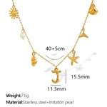 Gold color / 1 Piece Chic Series Vacation Letter J Stainless Steel  Gold Color Women's Pendant Necklaces Picture10