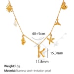 Gold color / 1 Piece Chic Series Vacation Letter K Stainless Steel  Gold Color Women's Pendant Necklaces Picture11