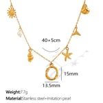 Gold color / 1 Piece Chic Series Vacation Letter O Stainless Steel  Gold Color Women's Pendant Necklaces Picture15