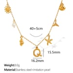 Gold color / 1 Piece Chic Series Vacation Letter Q Stainless Steel  Gold Color Women's Pendant Necklaces Picture17