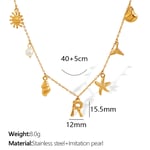 Gold color / 1 Piece Chic Series Vacation Letter R Stainless Steel  Gold Color Women's Pendant Necklaces Picture18