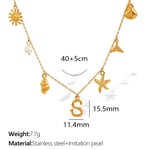 Gold color / 1 Piece Chic Series Vacation Letter S Stainless Steel  Gold Color Women's Pendant Necklaces Picture19