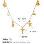 Gold color / 1 Piece Chic Series Vacation Letter T Stainless Steel  Gold Color Women's Pendant Necklaces Picture20