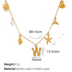 Gold color / 1 Piece Chic Series Vacation Letter W Stainless Steel  Gold Color Women's Pendant Necklaces Picture23