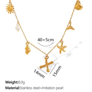 1 Piece Chic Series Vacation Letter X Stainless Steel  Gold Color Women's Pendant Necklaces h5 