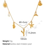 Gold color / 1 Piece Chic Series Vacation Letter Y Stainless Steel  Gold Color Women's Pendant Necklaces Picture25