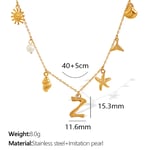 Gold color / 1 Piece Chic Series Vacation Letter Z Stainless Steel  Gold Color Women's Pendant Necklaces Picture26