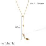 Gold color / 1 Piece Simple Series Daily Geometric Stainless Steel  Gold Color Zircon Women's Chain necklaces 