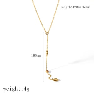 1 Piece Simple Series Daily Geometric Stainless Steel  Gold Color Zircon Women's Chain necklaces h5 