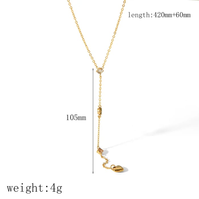 1 Piece Simple Series Daily Geometric Stainless Steel  Gold Color Zircon Women's Chain necklaces 