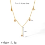 Pink / 1 Piece Simple Series Daily Geometric Stainless Steel  Gold Color Zircon Women's Chain necklaces Picture2