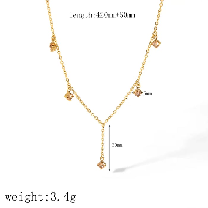 1 Piece Simple Series Daily Geometric Stainless Steel  Gold Color Zircon Women's Chain necklaces 