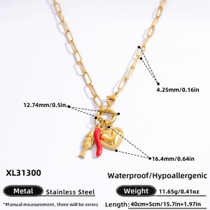 1 Piece Classic Series Stylish Heart Stainless Steel  Gold Color Women's Pendant Necklaces h5 