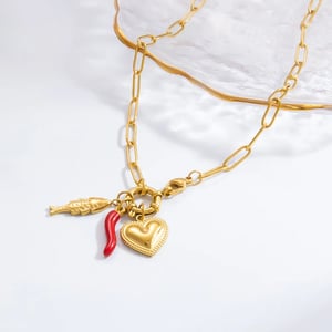 1 Piece Classic Series Stylish Heart Stainless Steel  Gold Color Women's Pendant Necklaces h5 Picture2