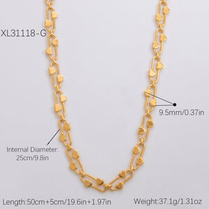 1 Piece Simple Series Daily Heart Stainless Steel  Gold Color Unisex Chain Necklaces h5 