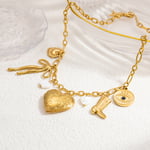 Gold color / 1 Piece Luxurious Series Cute Heart Stainless Steel  Gold Color Shell Women's Pendant Necklaces 