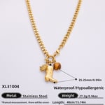 Gold color / 1 Piece Classic Series Simple Boots Stainless Steel  Gold Color Glass Women's Pendant Necklaces Picture4