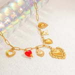 Gold color / 1 Piece Romantic Series Elegant Heart Stainless Steel  Gold Color Women's Pendant Necklaces 