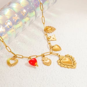 1 Piece Romantic Series Elegant Heart Stainless Steel  Gold Color Women's Pendant Necklaces h5 