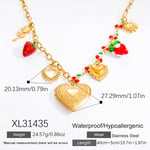 Gold color / 1 Piece Romantic Series Natural Heart Stainless Steel  Gold Color Glass Women's Pendant Necklaces 