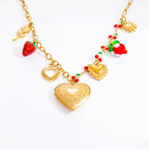 1 Piece Romantic Series Natural Heart Stainless Steel  Gold Color Glass Women's Pendant Necklaces h5 Picture2