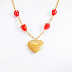 Gold color / 1 Piece Romantic Series Sweet Heart Stainless Steel  Gold Color Glass Women's Pendant Necklaces Picture6