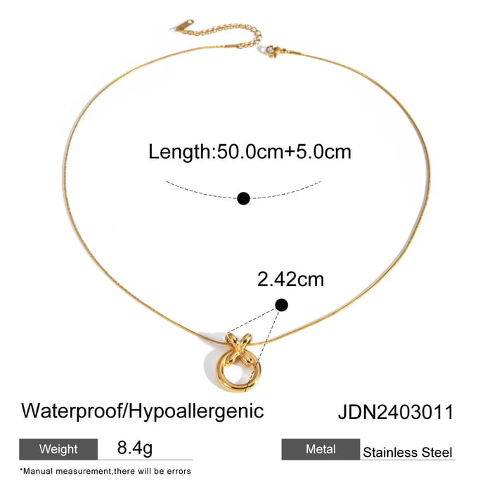 1 Piece Simple Novelty Style XO Hoop Shape Stainless Steel  Gold Color Women's Pendant Necklaces 