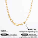 Gold color / 1 Piece Simple Series Daily Stainless Steel Gold Color DIY Women's Chain Necklaces Picture8