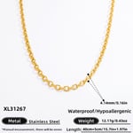 Gold color / 1 Piece Simple Series Daily Stainless Steel Gold Color DIY Women's Chain Necklaces Picture9