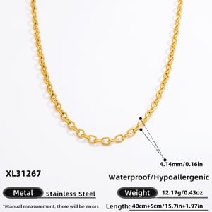 1 Piece Simple Series Daily Stainless Steel Gold Color DIY Women's Chain Necklaces h5 