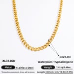 Gold color / 1 Piece Simple Series Daily Stainless Steel Gold Color DIY Women's Chain Necklaces Picture10