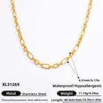 Gold color / 1 Piece Simple Series Daily Stainless Steel Gold Color DIY Women's Chain Necklaces Picture11