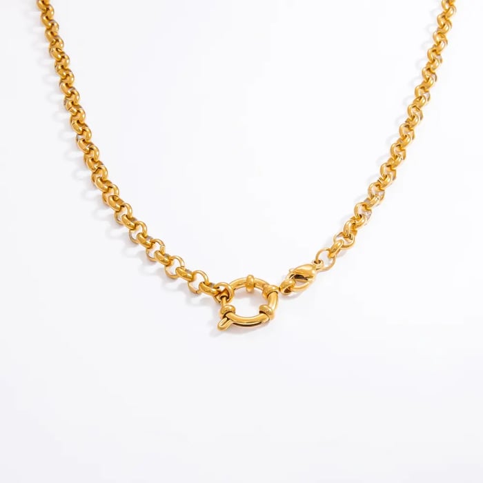 1 Piece Simple Series Daily Stainless Steel Gold Color DIY Women's Chain Necklaces 