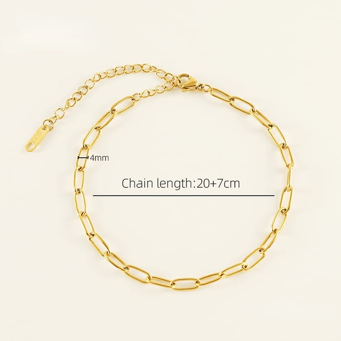 1 Piece Fashion Simple Versatile Stainless Steel Gold Color Women's Jewelry Anklets 