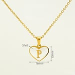 Gold color / 1 Piece Classic Series Elegant Daily Letter P Stainless Steel Gold Color Women's Pendant Necklaces Picture16