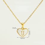 Gold color / 1 Piece Classic Series Elegant Daily Letter U Stainless Steel Gold Color Women's Pendant Necklaces Picture21