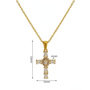 1 Piece Exquisite Series Daily Cross Shape Stainless Steel Gold Color Women's Pendant Necklaces h5 