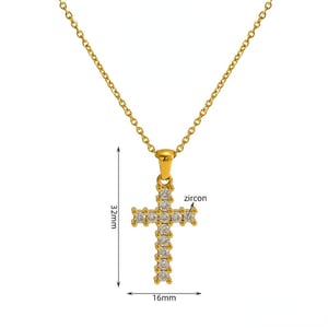 1 Piece Exquisite Series Daily Cross Shape Stainless Steel Gold Color Women's Pendant Necklaces h5 