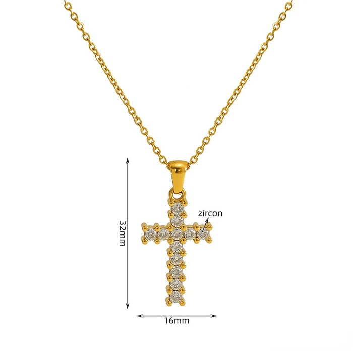 1 Piece Exquisite Series Daily Cross Shape Stainless Steel Gold Color Women's Pendant Necklaces 